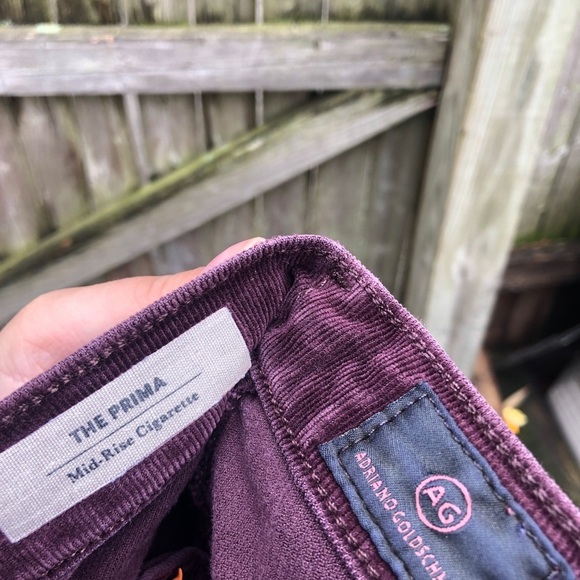 AG ADRIANO GOLDSCHMIED THE PRIMA BURGUNDY CORDUROY MID RISE CIGARETTE PANTS - Picture 6 of 8